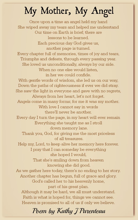 My Mother, My Angel Kathy J Parenteau Poems About Death