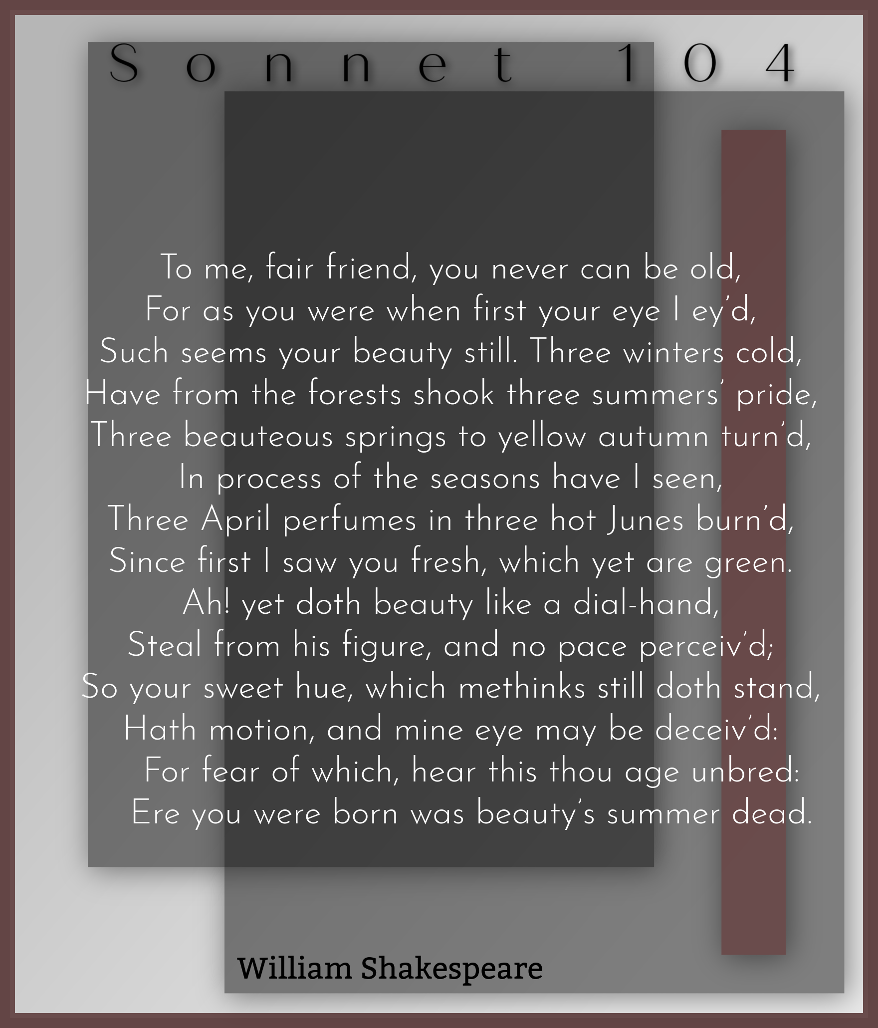 Sonnet 104 William Shakespeare