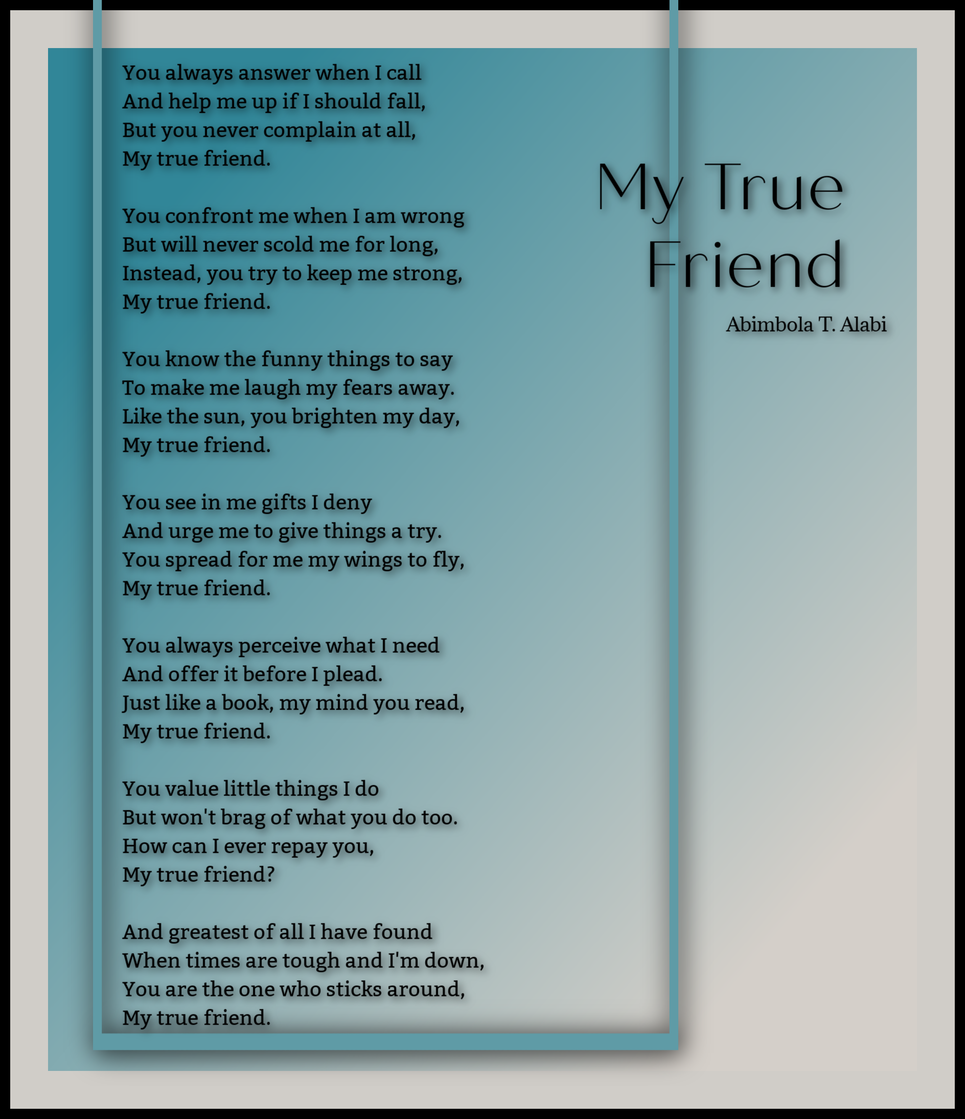 My True Friend-Abimbola T. Alabi | Friendship Poems
