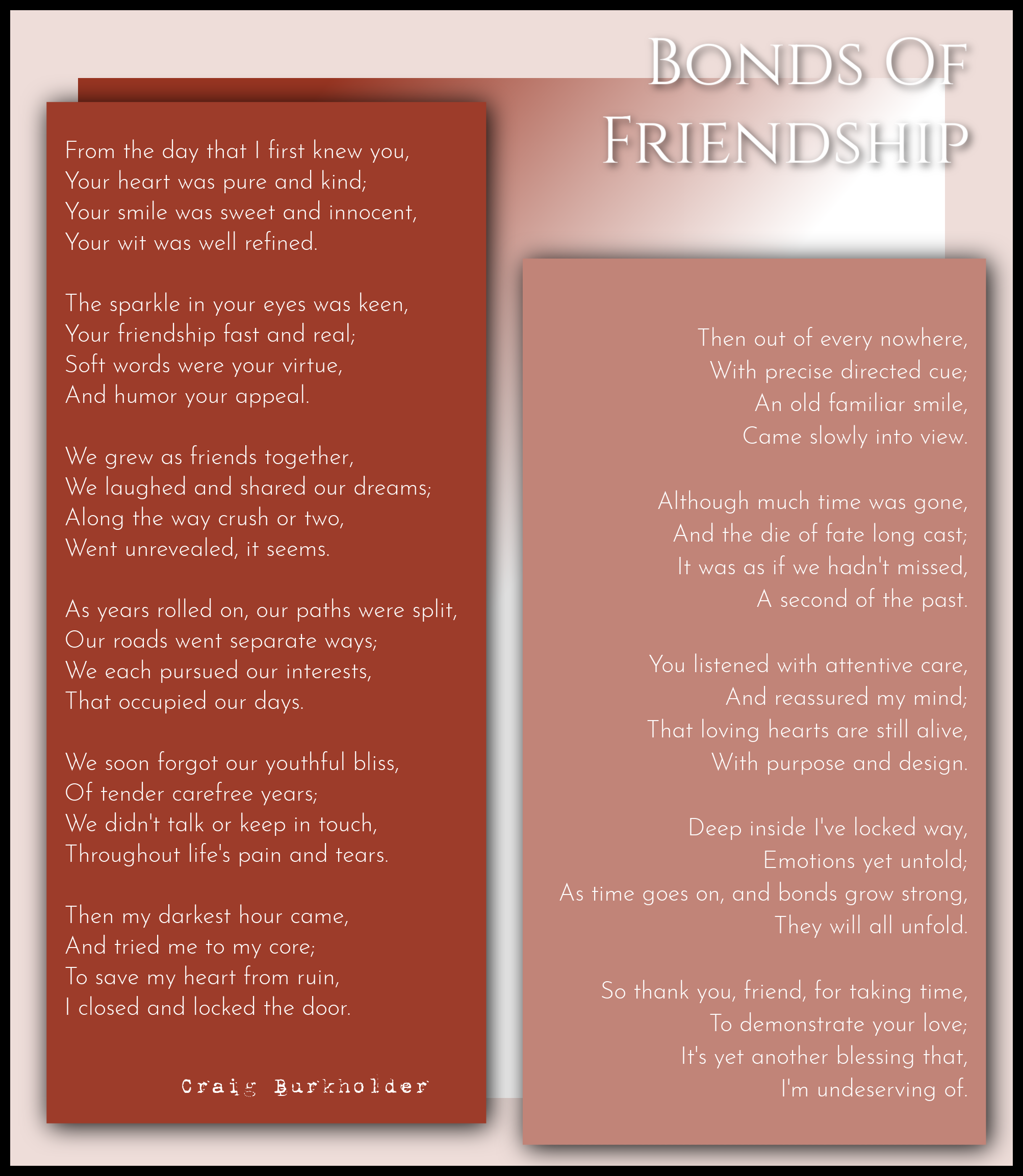 Bonds Of Friendship Craig Burkholder