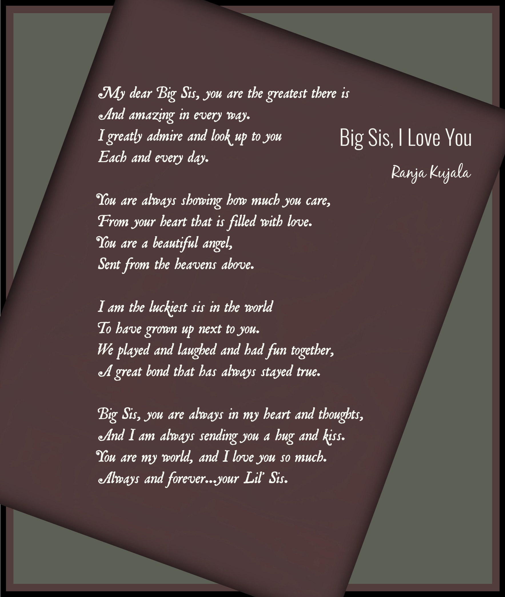 to my big sister poems