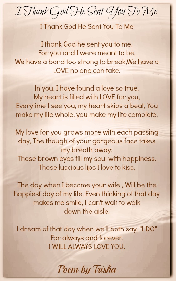 I Thank God He Sent You To Me Love Poems