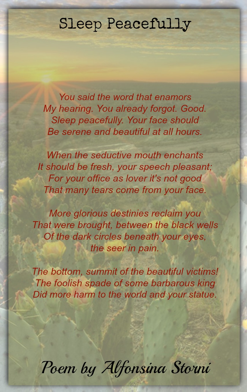 Sleep Peacefully-Alfonsina Storni | Peaceful Poetry