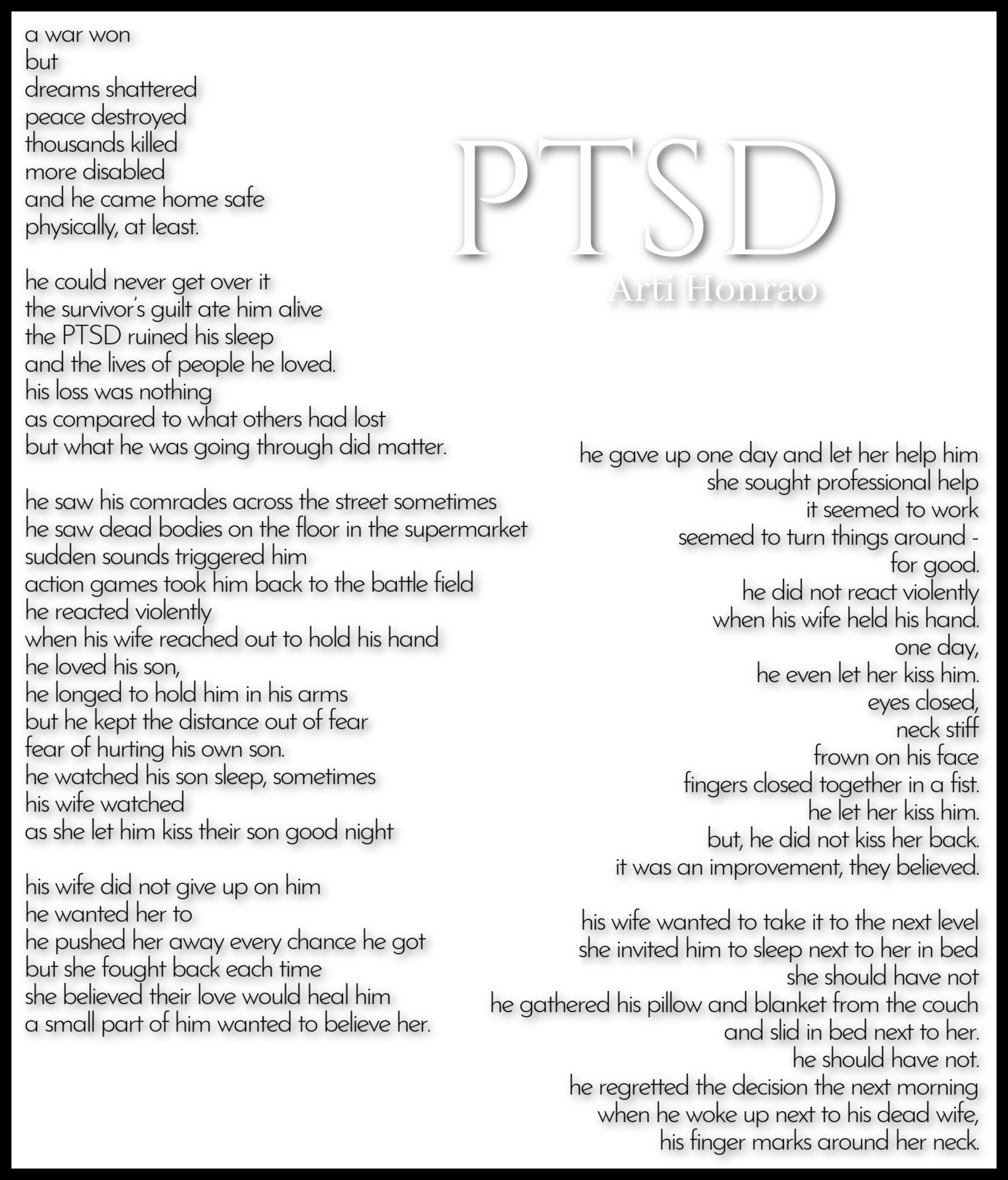 PTSD-Arti Honrao | PTSD Poetry Emotions